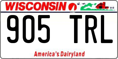 WI license plate 905TRL