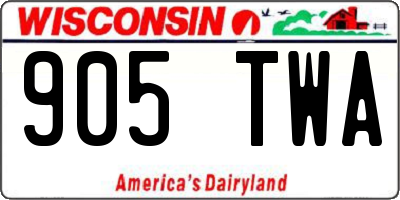 WI license plate 905TWA