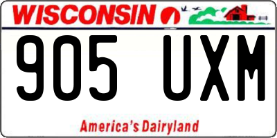 WI license plate 905UXM