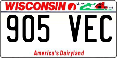 WI license plate 905VEC