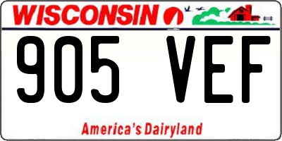 WI license plate 905VEF