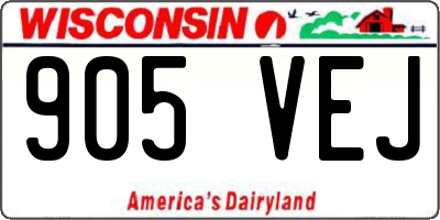 WI license plate 905VEJ