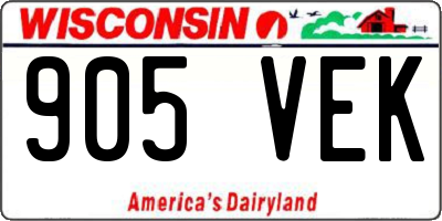 WI license plate 905VEK