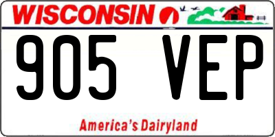 WI license plate 905VEP