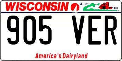 WI license plate 905VER