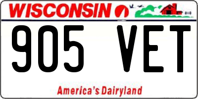 WI license plate 905VET