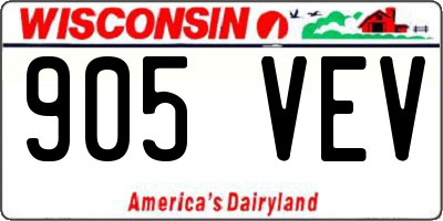 WI license plate 905VEV