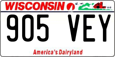 WI license plate 905VEY
