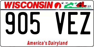 WI license plate 905VEZ