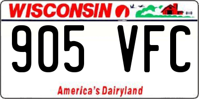 WI license plate 905VFC