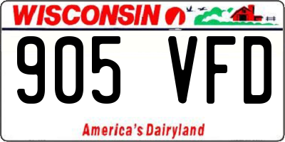 WI license plate 905VFD