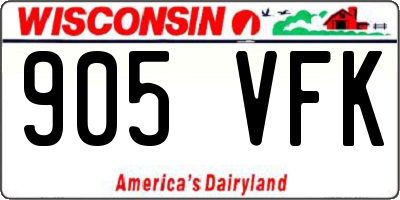 WI license plate 905VFK