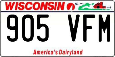 WI license plate 905VFM