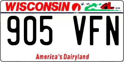 WI license plate 905VFN