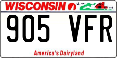 WI license plate 905VFR