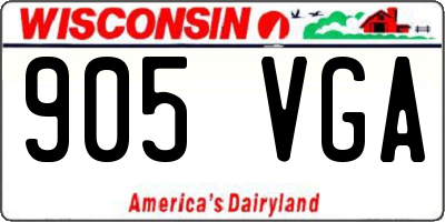 WI license plate 905VGA
