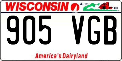 WI license plate 905VGB