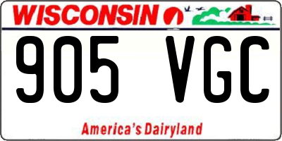 WI license plate 905VGC