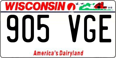 WI license plate 905VGE
