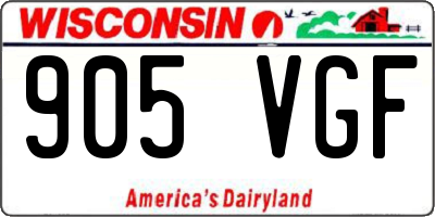 WI license plate 905VGF