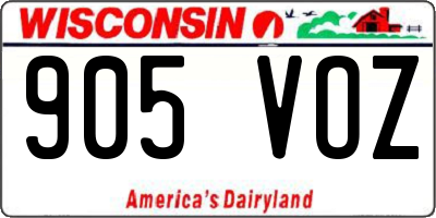 WI license plate 905VOZ