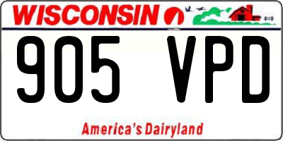 WI license plate 905VPD