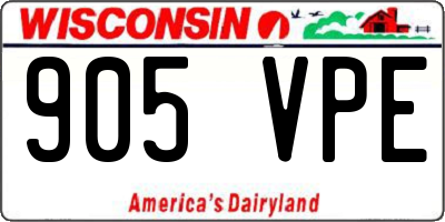 WI license plate 905VPE