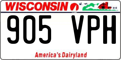 WI license plate 905VPH