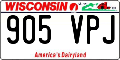 WI license plate 905VPJ