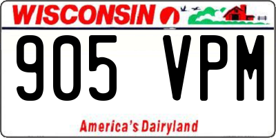 WI license plate 905VPM