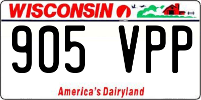 WI license plate 905VPP