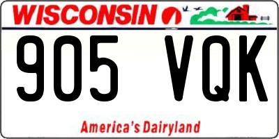WI license plate 905VQK