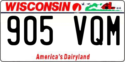 WI license plate 905VQM
