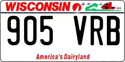 WI license plate 905VRB