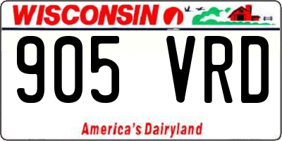 WI license plate 905VRD