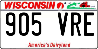 WI license plate 905VRE
