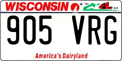 WI license plate 905VRG