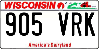 WI license plate 905VRK