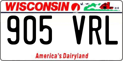 WI license plate 905VRL
