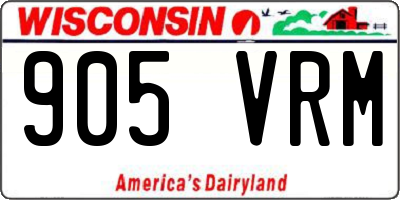 WI license plate 905VRM