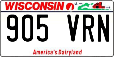 WI license plate 905VRN