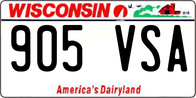 WI license plate 905VSA