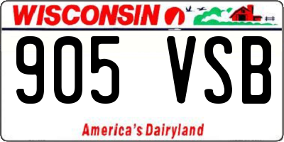 WI license plate 905VSB