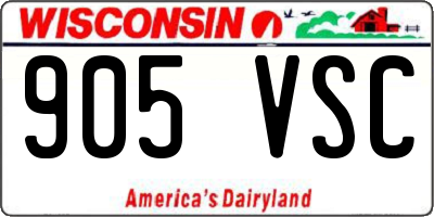 WI license plate 905VSC