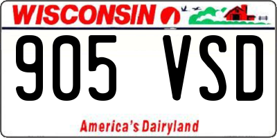 WI license plate 905VSD
