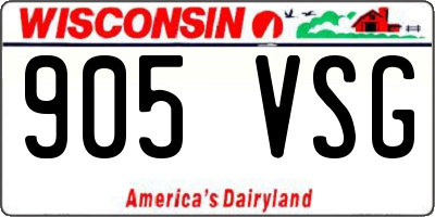 WI license plate 905VSG