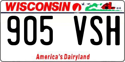 WI license plate 905VSH