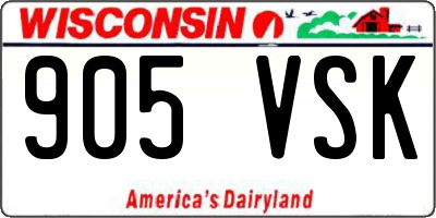 WI license plate 905VSK