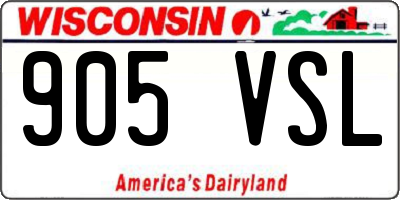WI license plate 905VSL