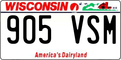 WI license plate 905VSM